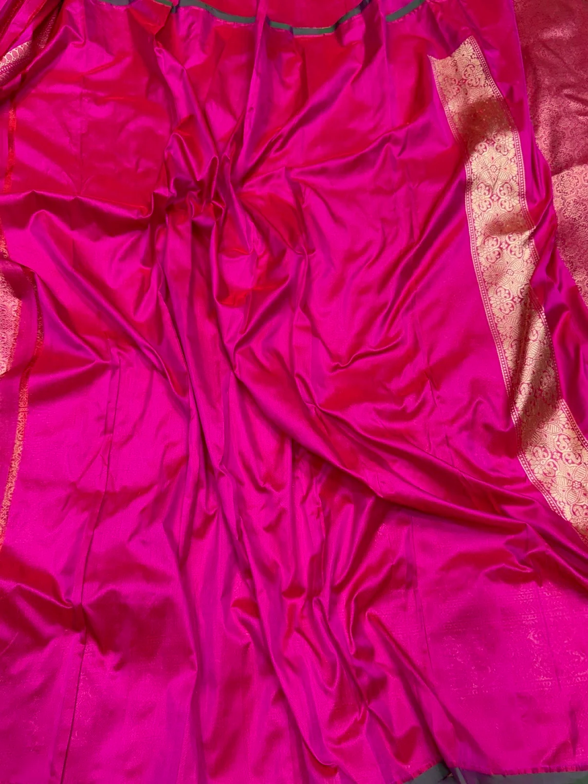 Rani Pink Pure Banarasi Silk Brocade Saree in Katan Mulberry Silk - Image 2
