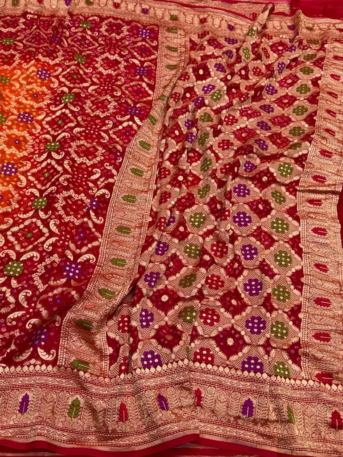 Red Banarasi Pure Bandhej Georgette Saree - Image 3
