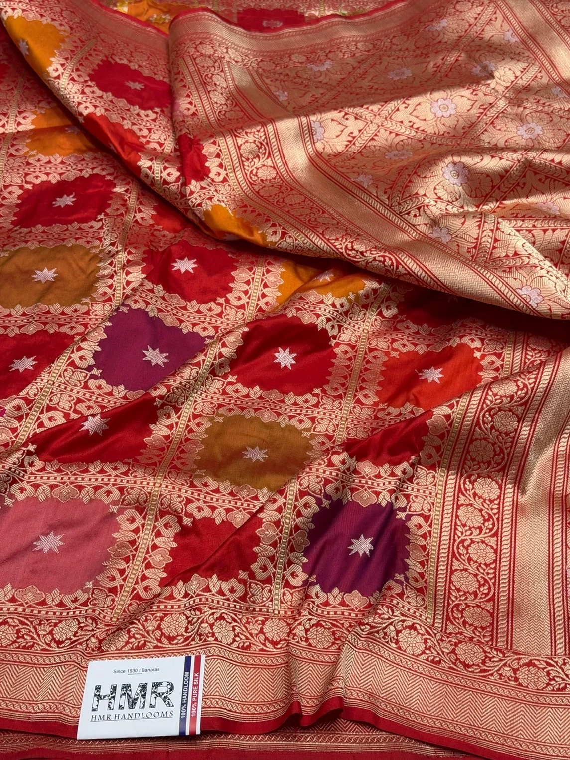Red Handwoven Pure Banarasi Rangkaat Silk Saree