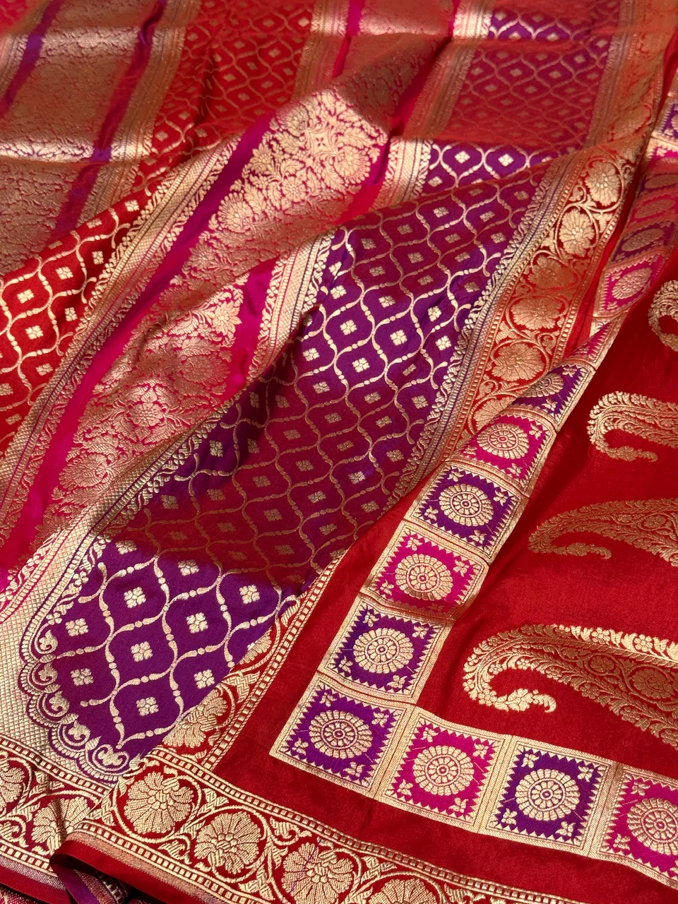 Multicolour Banarasi Pure Silk Saree – Cutwork Weave in 100% Pure Katan Silk - Image 14