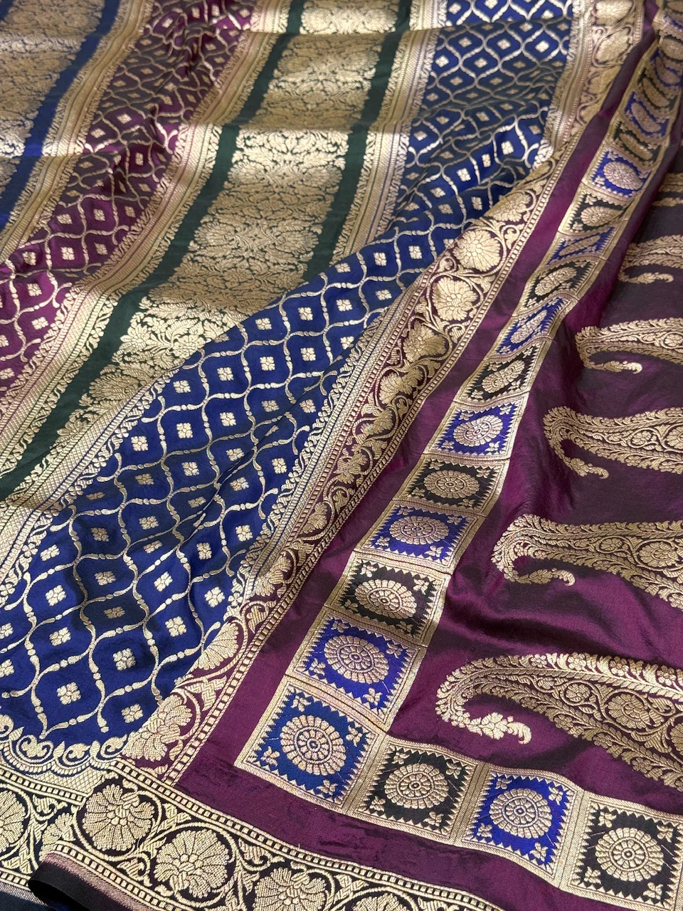Multicolour Banarasi Pure Silk Saree – Cutwork Weave in 100% Pure Katan Silk - Image 9