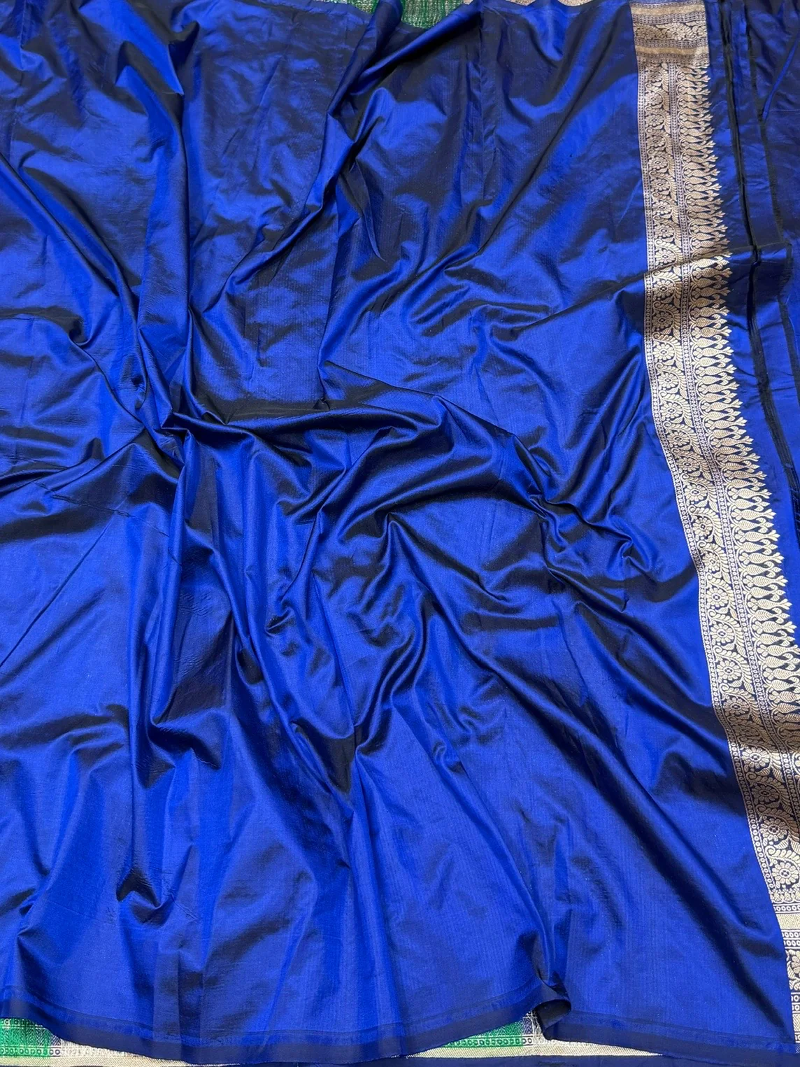 Royal Blue Banarasi Minakari Pure Katan Silk Saree - Image 2
