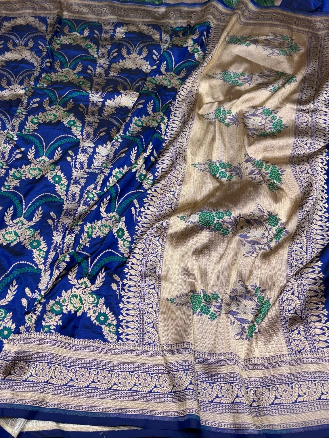 Royal Blue Banarasi Minakari Pure Katan Silk Saree - Image 3