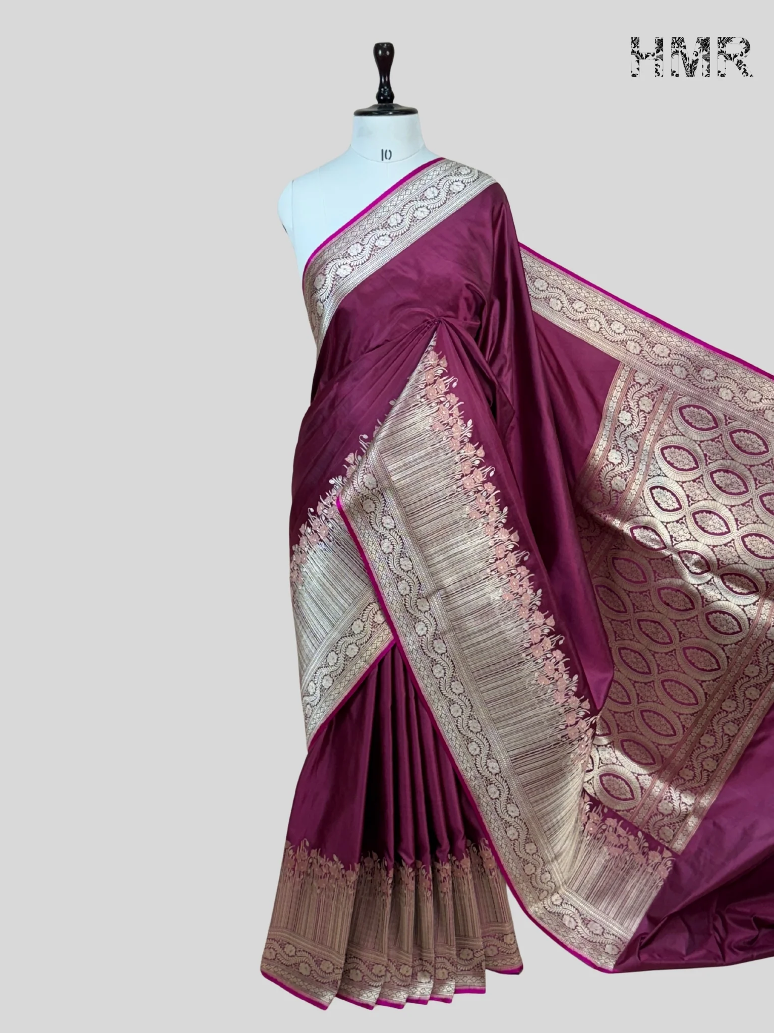 Handwoven Pure Banarasi Satin Silk Saree – Kadwa Weave | 100% Pure Satin Silk | Authentic Banaras Handloom - Image 4