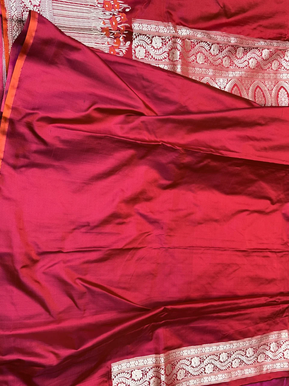 Handwoven Pure Banarasi Satin Silk Saree – Kadwa Weave | 100% Pure Satin Silk | Authentic Banaras Handloom - Image 7