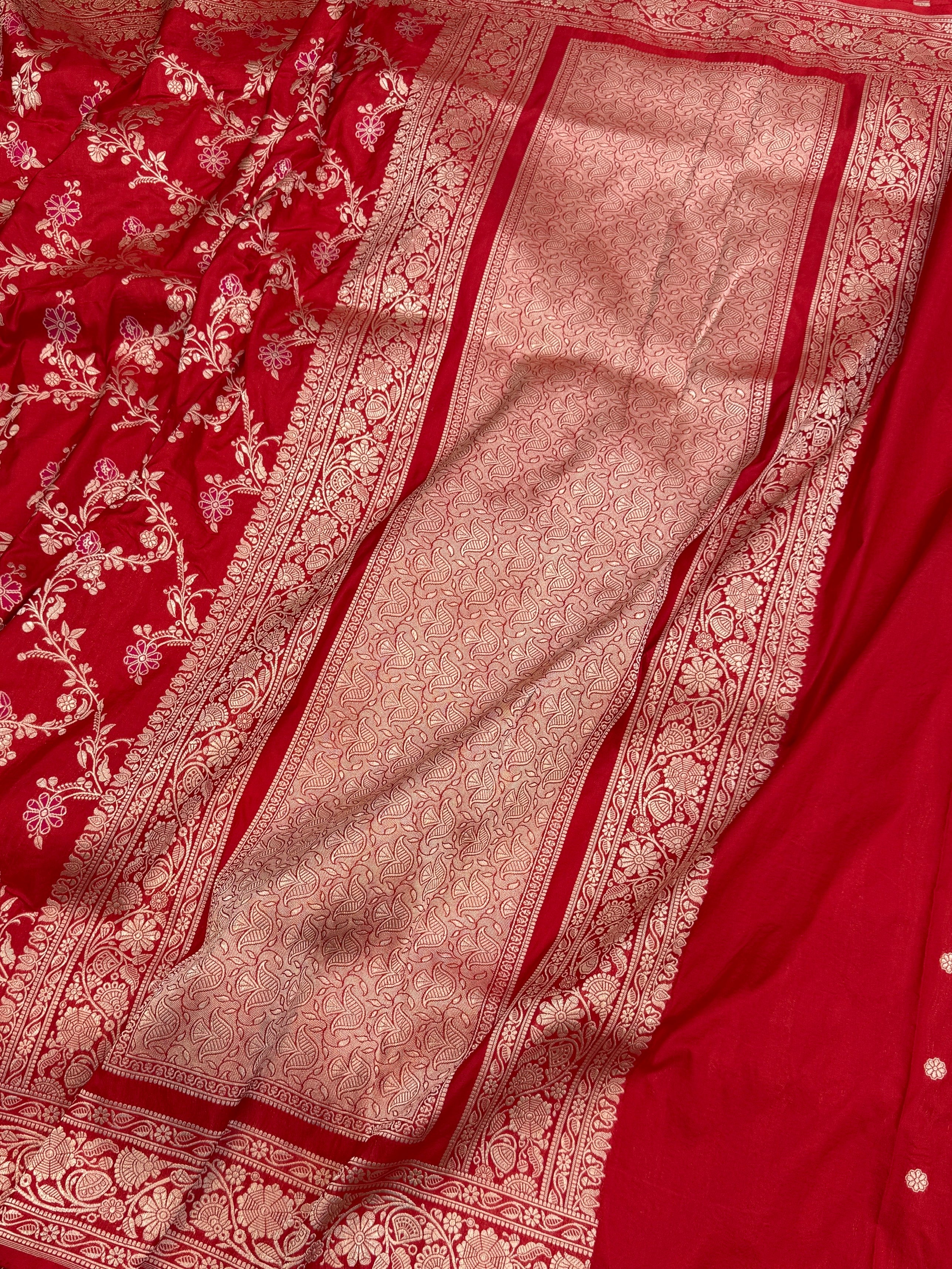 Banarasi Minakari Pure Katan Silk Saree | Pure Silk | Minakari Work | Cutwork Technique | Banarasi Katan Silk Saree - Image 13