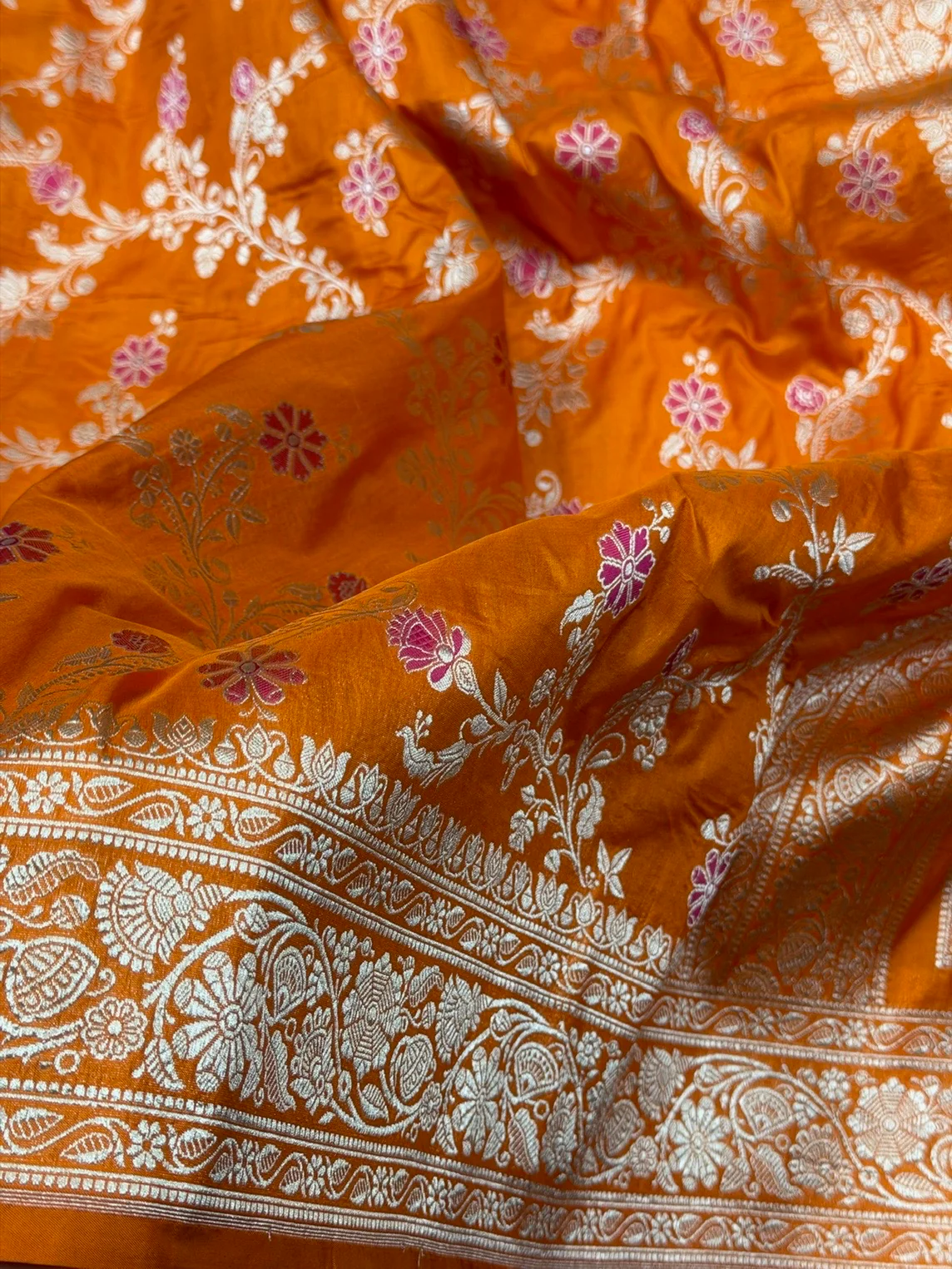Banarasi Minakari Pure Katan Silk Saree | Pure Silk | Minakari Work | Cutwork Technique | Banarasi Katan Silk Saree - Image 3