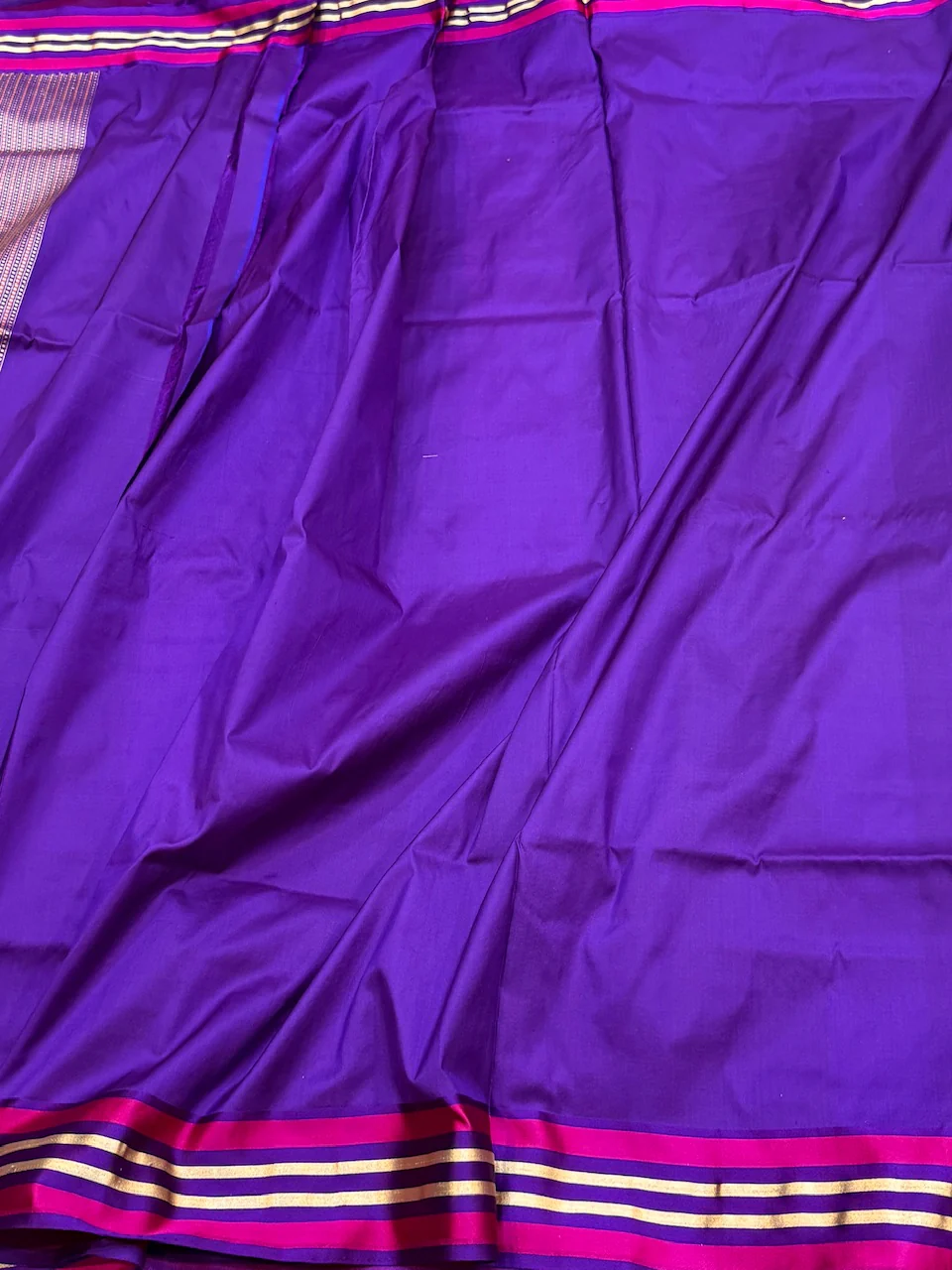 Handwoven Pure Banarasi Satin Border Saree - Image 4