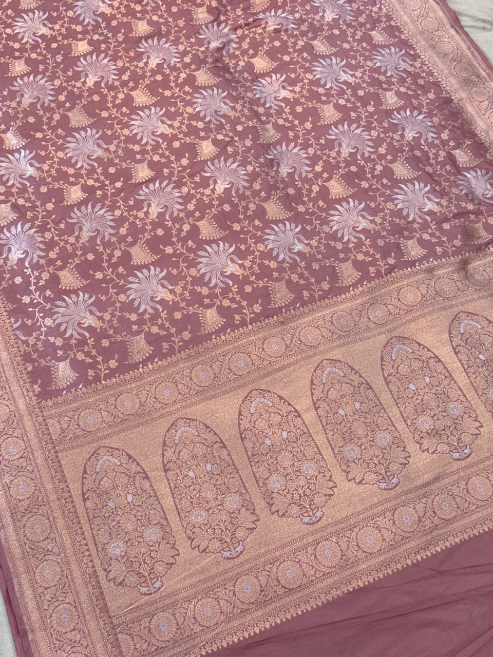 Banarasi Sona Rupa Pure Silk Saree – Gold & Silver Zari Cutwork in Pure Katan Silk - Image 11
