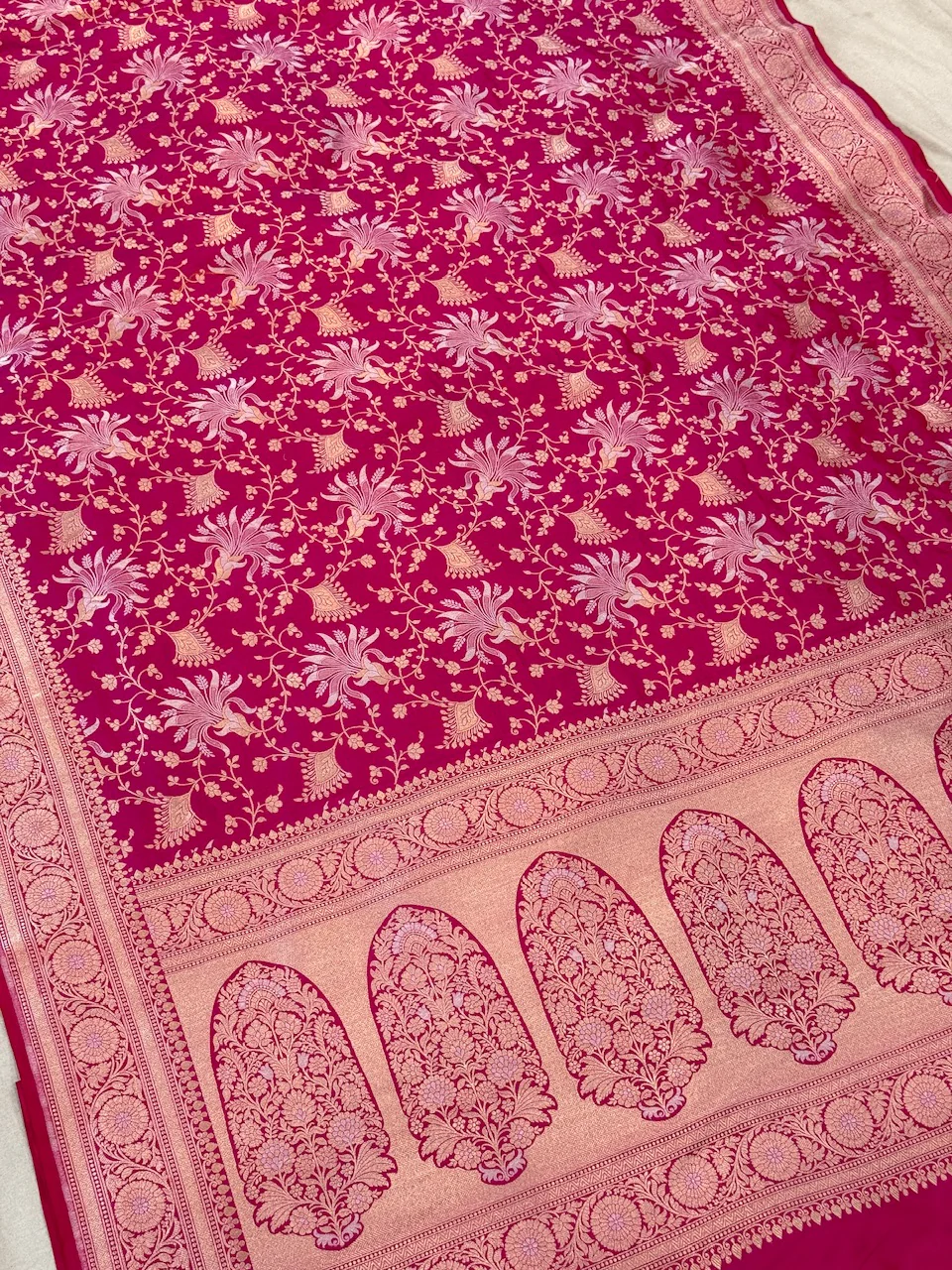 Banarasi Sona Rupa Pure Silk Saree – Gold & Silver Zari Cutwork in Pure Katan Silk - Image 3