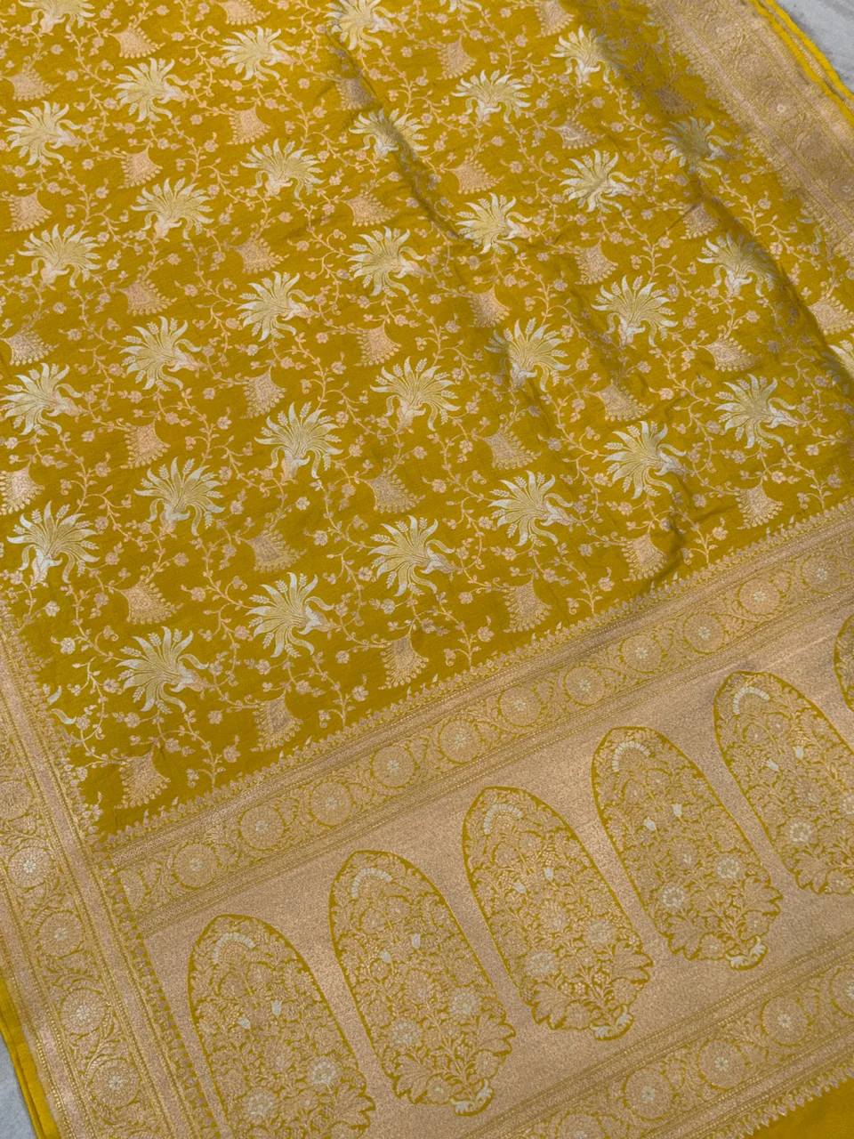 Banarasi Sona Rupa Pure Silk Saree – Gold & Silver Zari Cutwork in Pure Katan Silk - Image 7