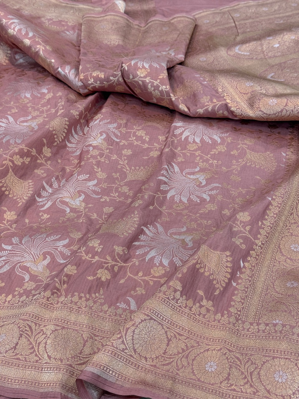 Banarasi Sona Rupa Pure Silk Saree – Gold & Silver Zari Cutwork in Pure Katan Silk - Image 9