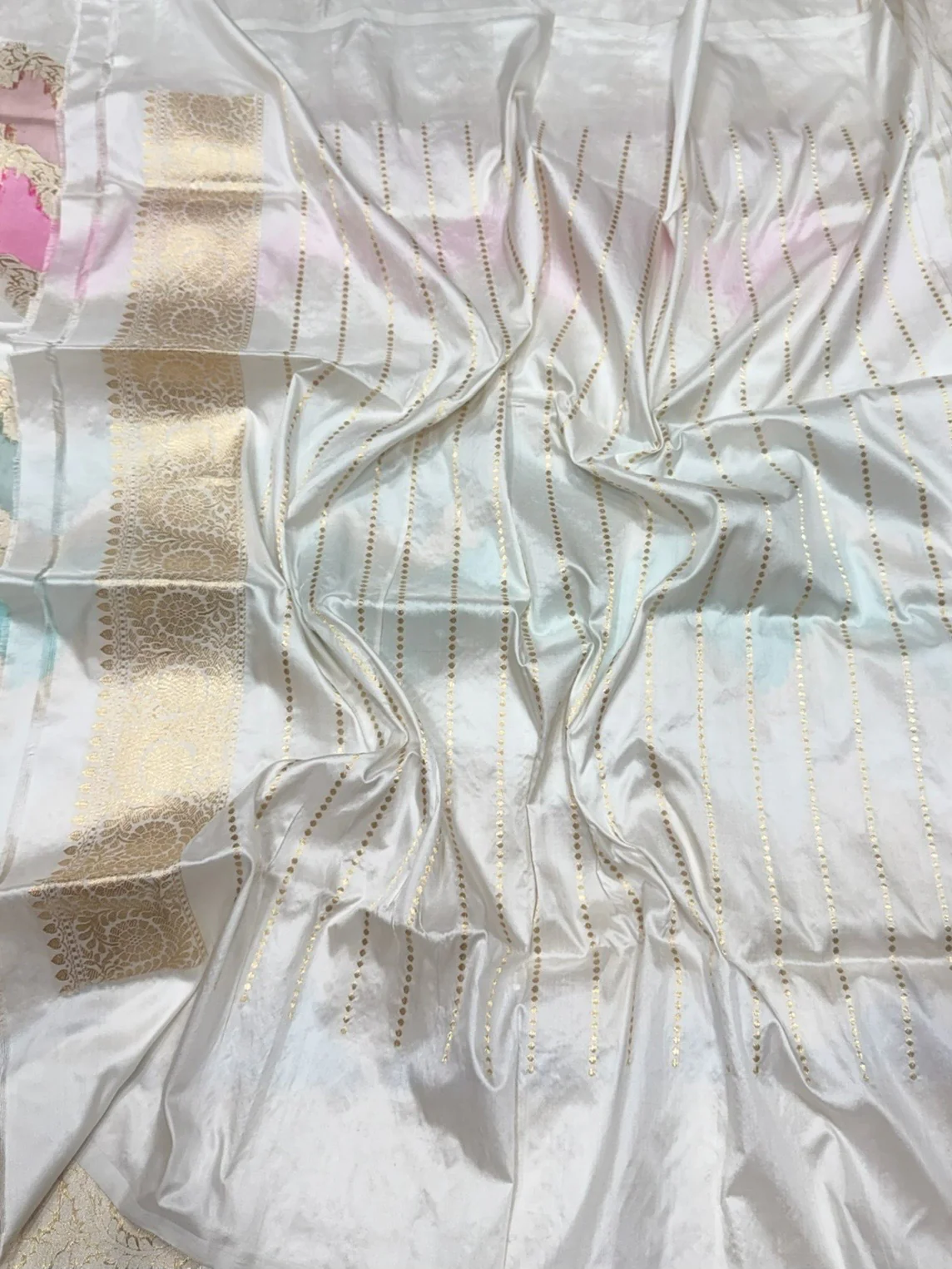 Ivory Handwoven Pure Banarasi Rangkaat Silk Saree – Pure Katan Silk - Image 2